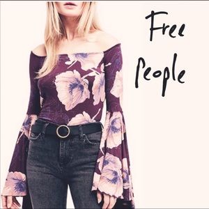 NWOT Free People Purple Boho Peasant Top